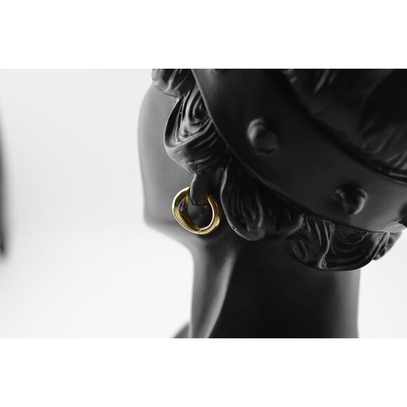 Rachel Reinhardt Gold Huggie Earrings with Sapphire Baguette - Picture 3 of 3